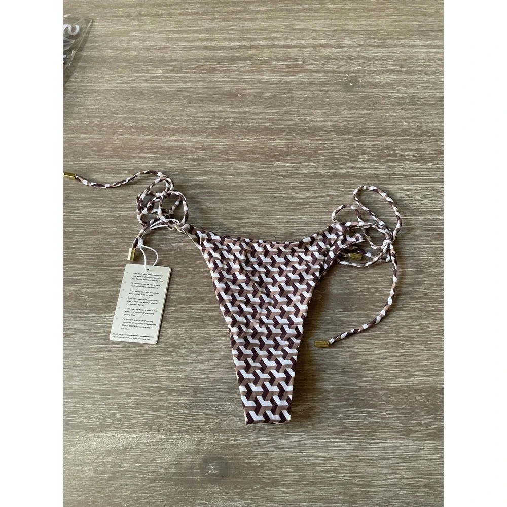Monday Swimwear Hanalei Bikini Bottom Husk Geo Small New With Tags